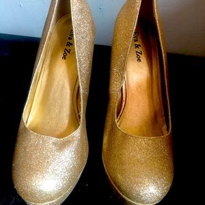 Gold pump heels